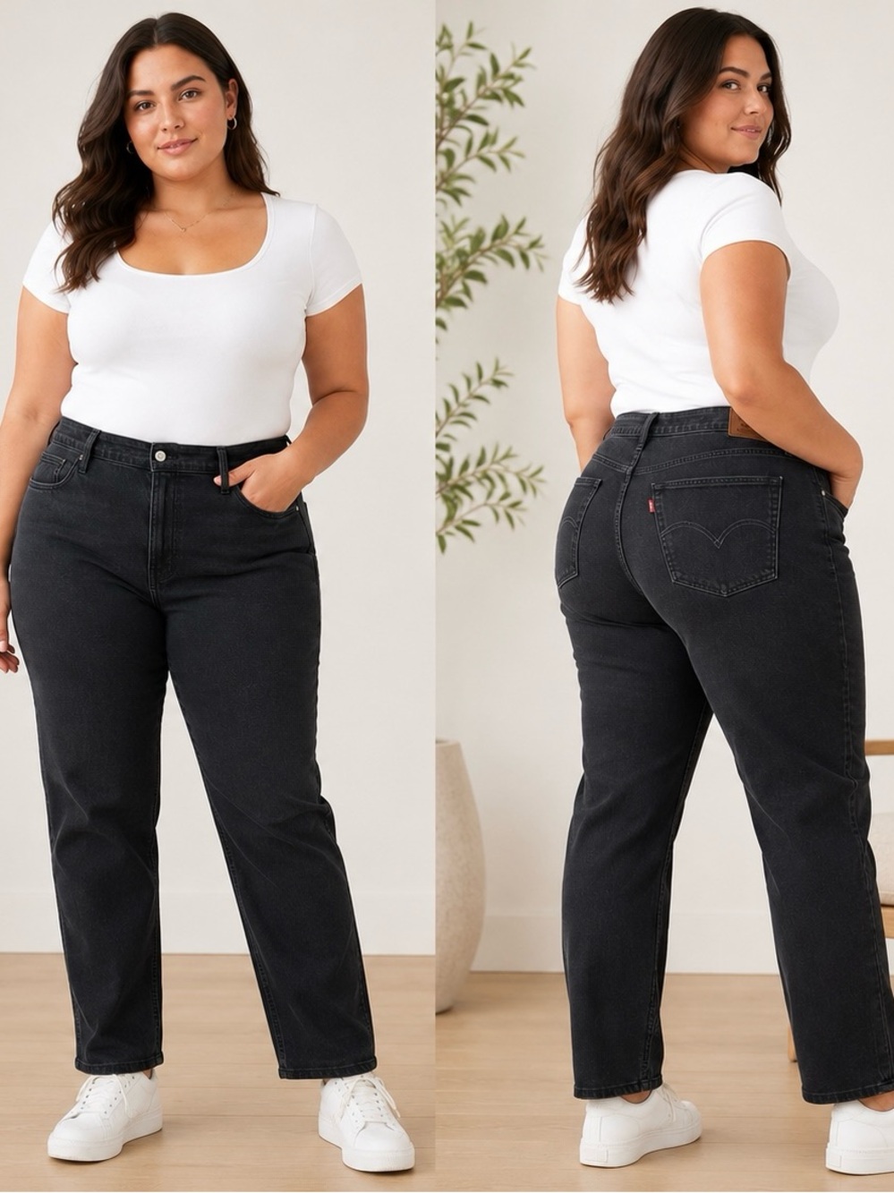 Levis Black High-Rise Straight Jeans - Plus size 16